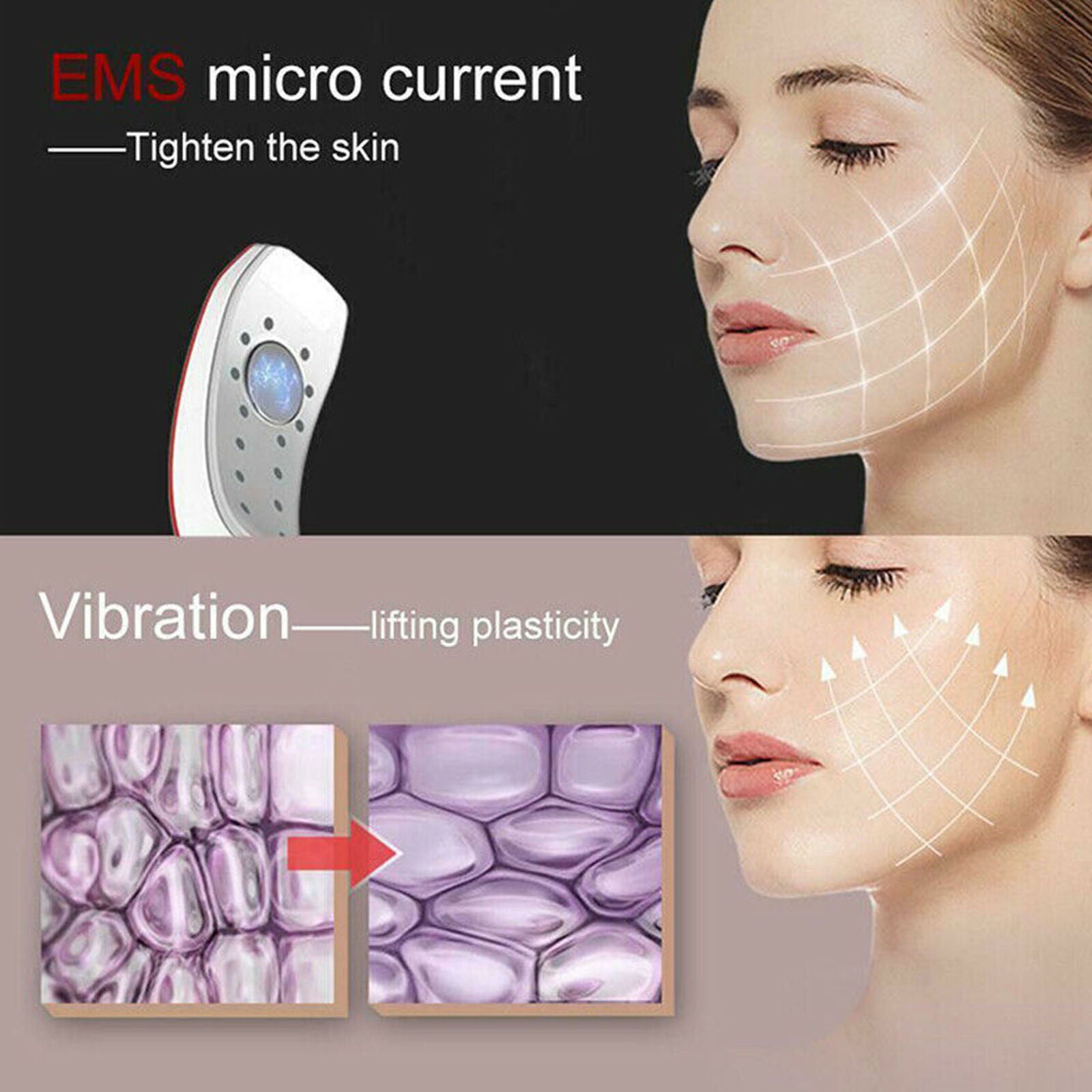 Electric V-Face Lift Red Blue Light Vibration Massage Skin Lifting Beauty Device