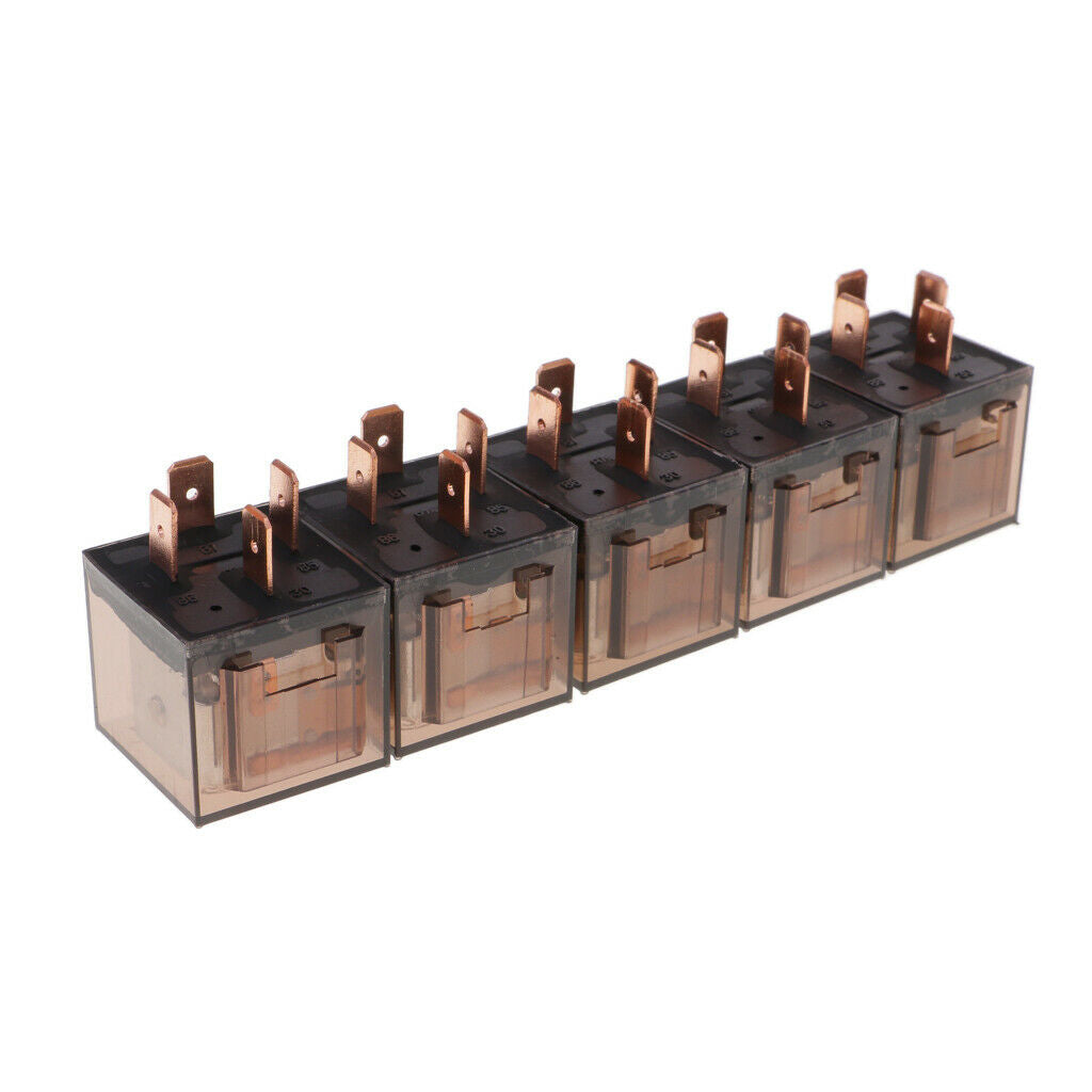 Set of 5x Relay SPDT Car Truck 12V 80A Relay 5 Pins And 4 Wires Harness
