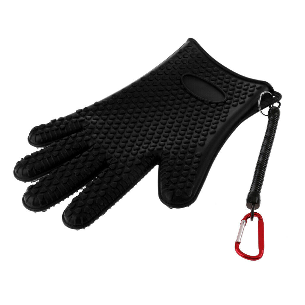 Catch Fish Gloves Anti-slip Fishing Gloves with Buckle Anti-slip Black