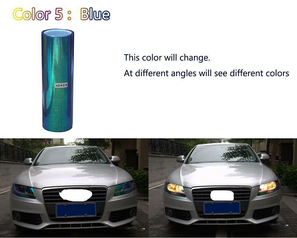 12"x78" Chameleon Colorful Blue Car SUV Headlight Taillight Vinyl Tint Film Wrap