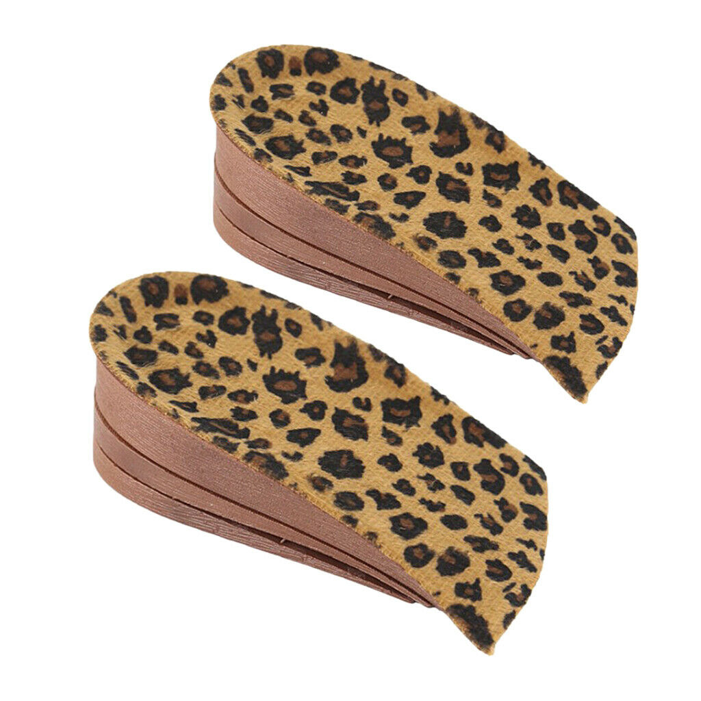 1 Pair PVC Height Increase Lift Insoles Cushion For Men Women Leopard Print