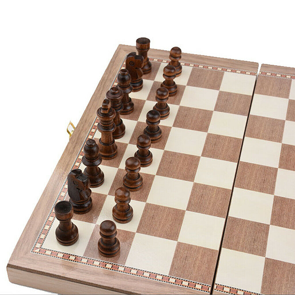 Competitive 3-in-1 Wooden Carved Chess Set Gobang Board Games 11.6x11.6 Inch