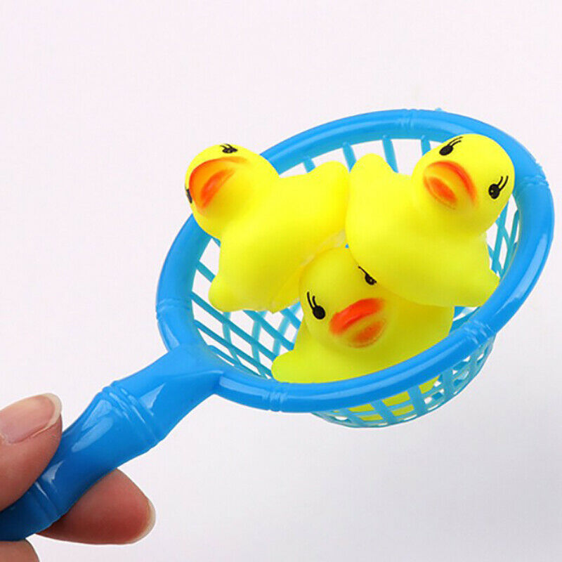 5 Pcs/Set Mini Baby Children Bath Toys Cute Rubber Duck Fishing Net Showe.l8