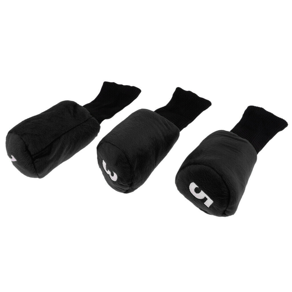 2X Lots 3 Black Golf Club Head Cover Hybrid Headcover Protector Guards Sock