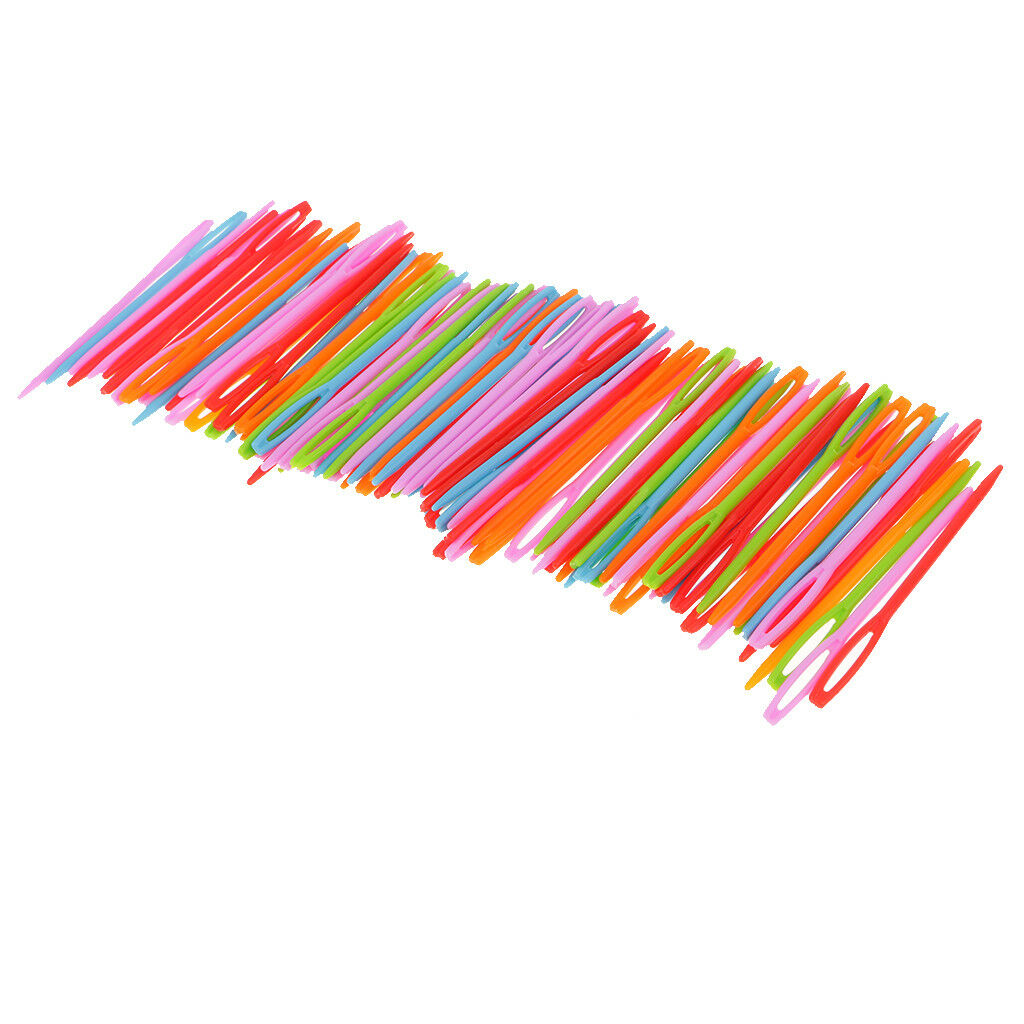 100pcs Colorful Plastic Sewing Needles Tapestry Wool Yarn Tools Kids Craft