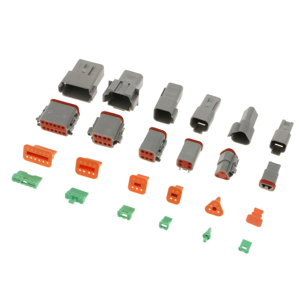 6 Kit 2 3 4 6 8 12 Pin DT Series Connector Gray Receptacle IP67 Waterproof Heavy