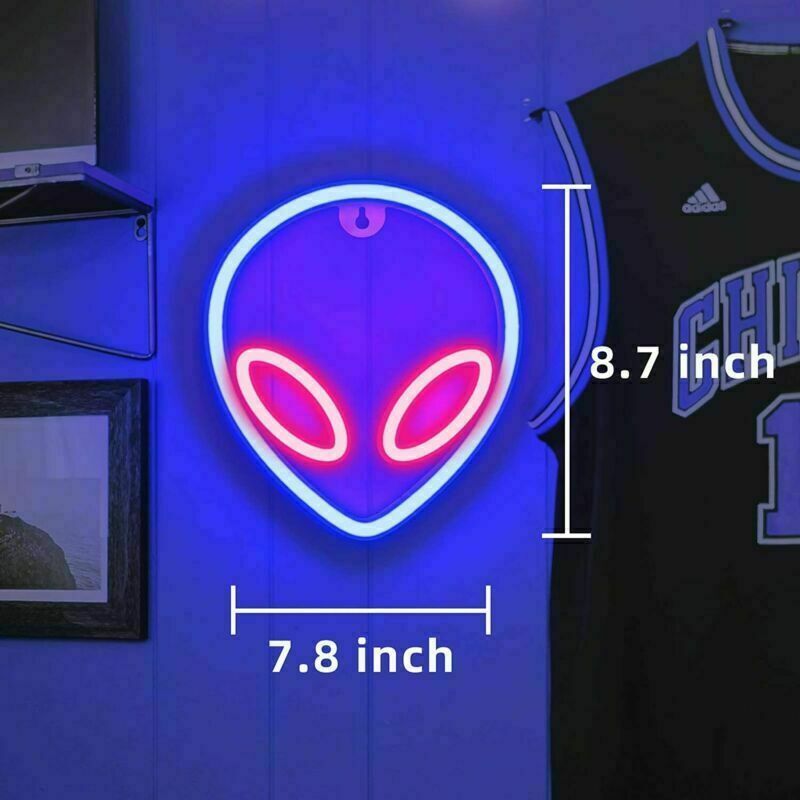 LED Alien Neon Wall Sign Cool Light Decorations Accessories Bedroom Home Party
