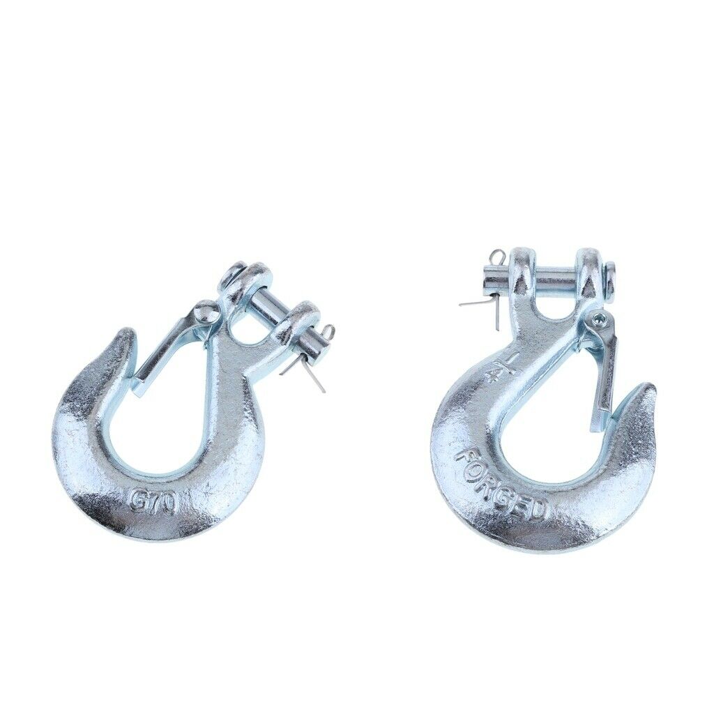 2pieces 1/4" Winch Hook with Clevis Safety Latch for Trailer ATV Boat Towing