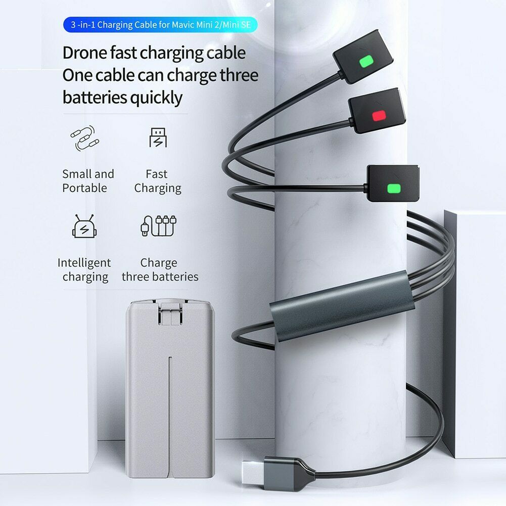 3 in 1 Battery Fast Charging Cable With LED Light for DJI Mavic Mini2/ Mini SE