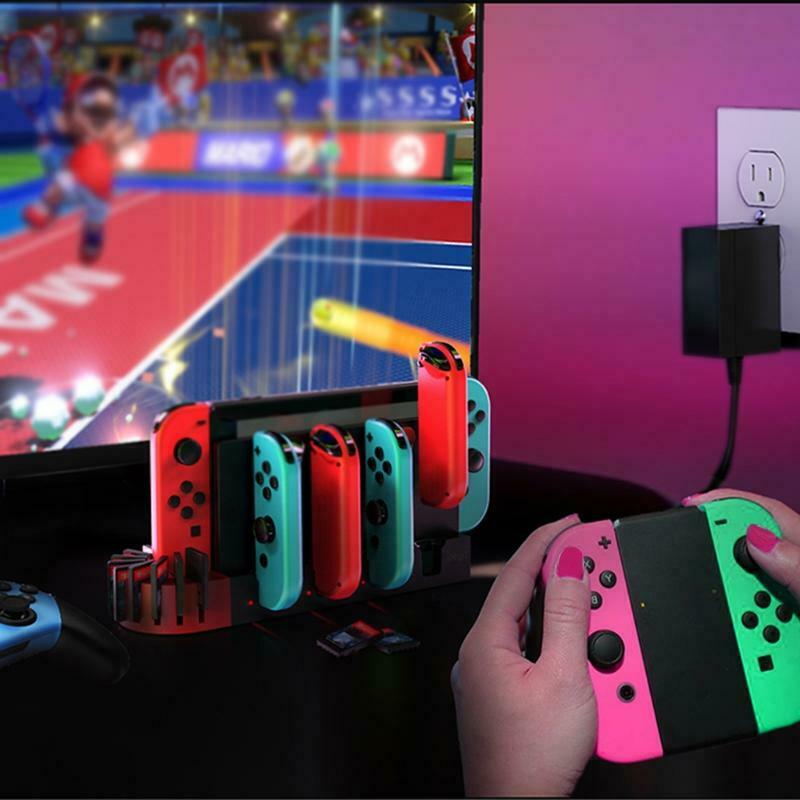 Charger Dock Station with 9 Game Cards Storage Compatible with Switch Joy Cons