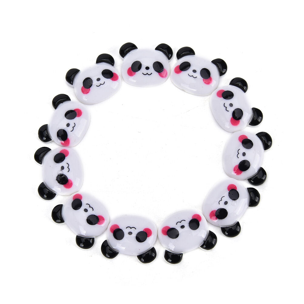 10X Black White Panda Cabochon Flatback Horse Hair Bow Center Craft Embel.l8