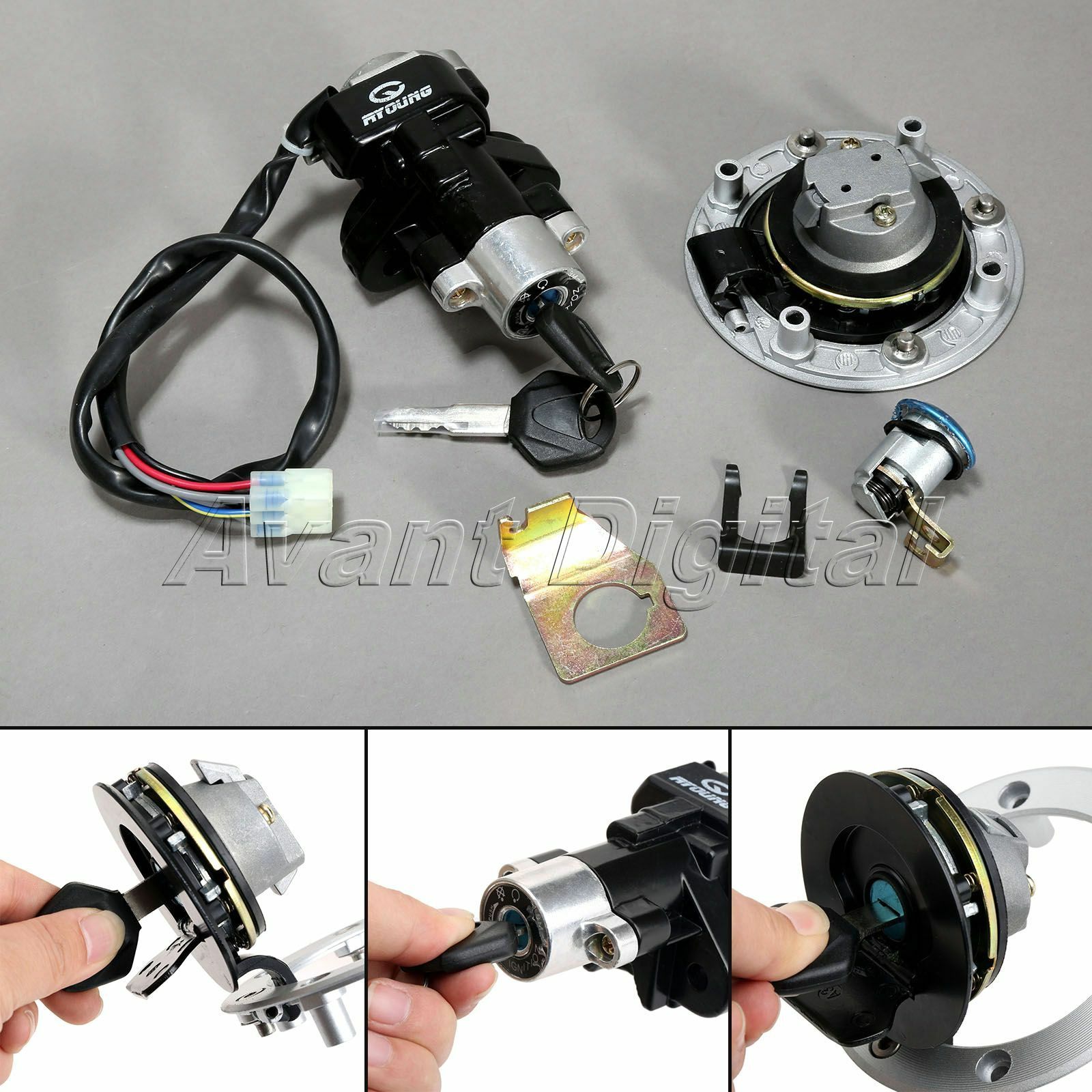Ignition Switch Fuel Gas Cap Cover Seat Lock Key Set for Suzuki SV650 1999-2002