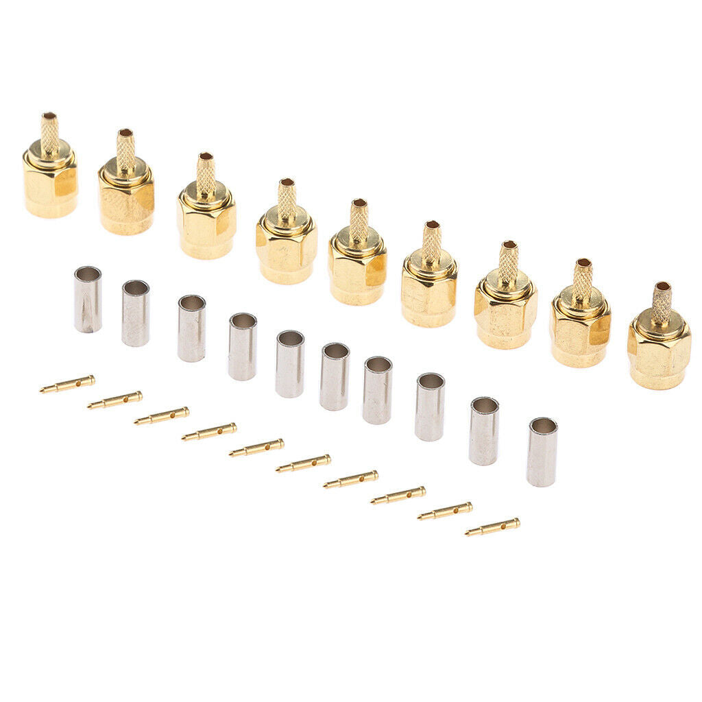 10 Pcs Plug Sma Plug Pin Crimp For Rg316 Lmr100 Rg174 Rf Coaxial .