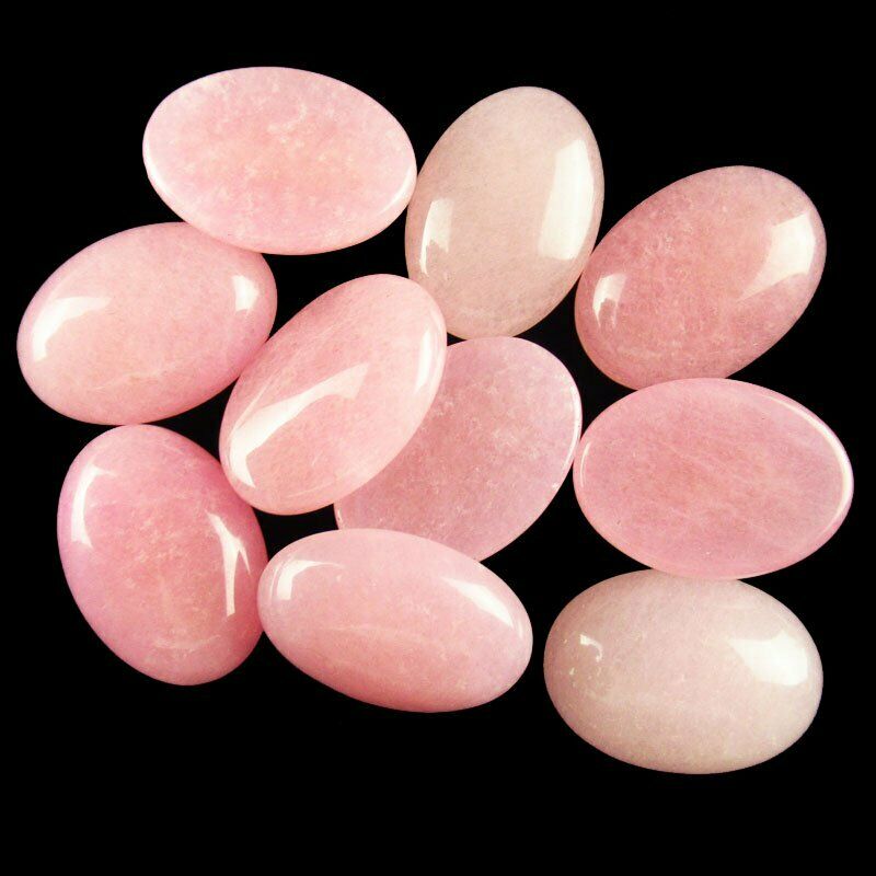8Pcs 40g A+ Pink Jade Oval 25x18x6mm Cab Cabochon A-232JM