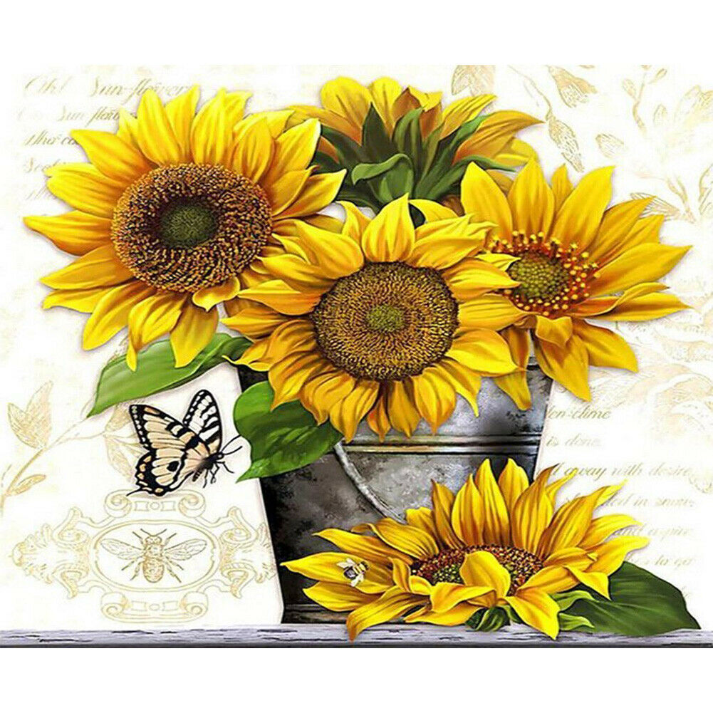 Square Drill Diamond Painting 5D DIY Sunflower Rhinestone Cross Stitch Kit