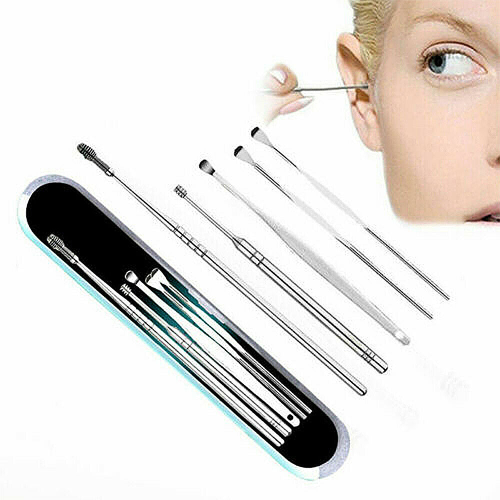 5Pcs Stainless Steel Spiral Ear Picks Spoon Wax Removal Cleaner Ear Care Tools
