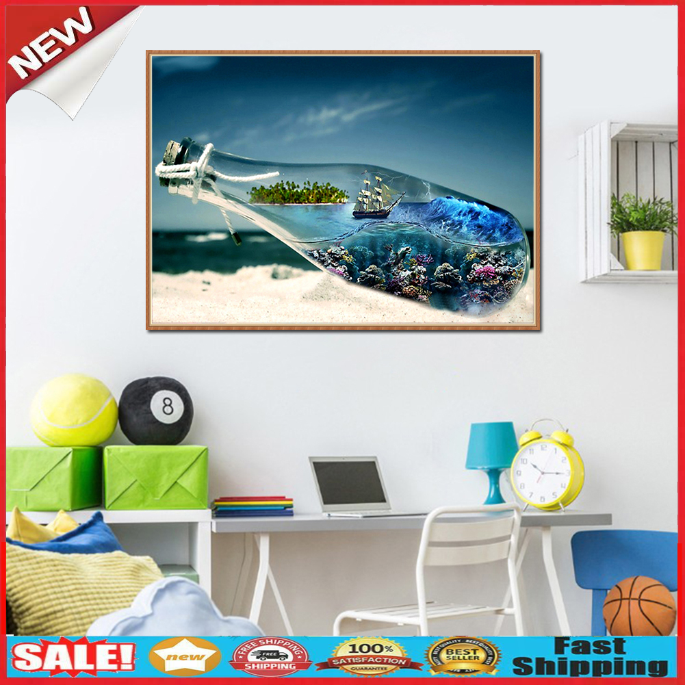 Sea Bottle DIY Full Drill Round Diamond Painting Embroidery Cross Stitch  @