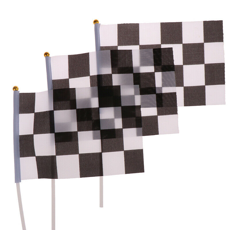 10Pcs Black And White Square Hand Flag Racer Waving Flag Racing Flags Car F DF