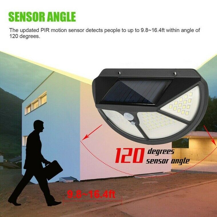102 LED Solar Wall Light Outdoor Garden Lamp Yard Waterproof PIR Motion Sensor