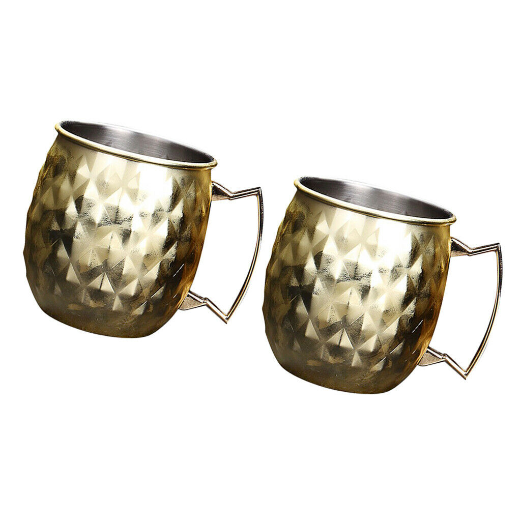 Set of 2, Moscow Cup Copper Stainless Steel Mug 550ML/18.6OZ Barware Golden