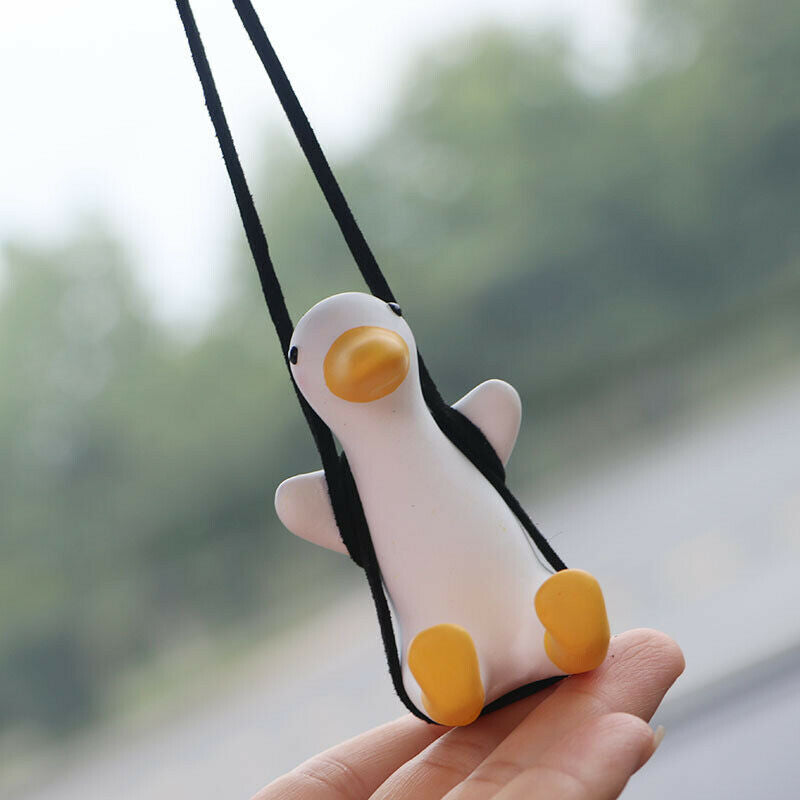 Cute Anime Car Accessories Swing Duck Pendant Auto Rearview Mirror Ornaments SJ