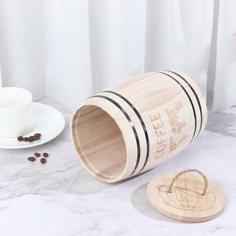 Natural Wooden Coffee Bean Container Food Storage Bottles Coffee Beans Barre DF