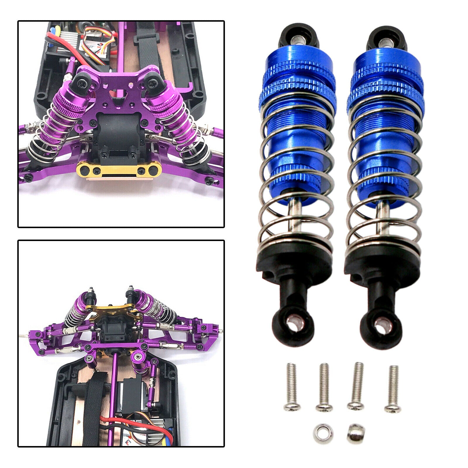2X 80mm Shock Absorber Adjustable Fits 1/14 WLtoys 144001 RC Car Parts Blue