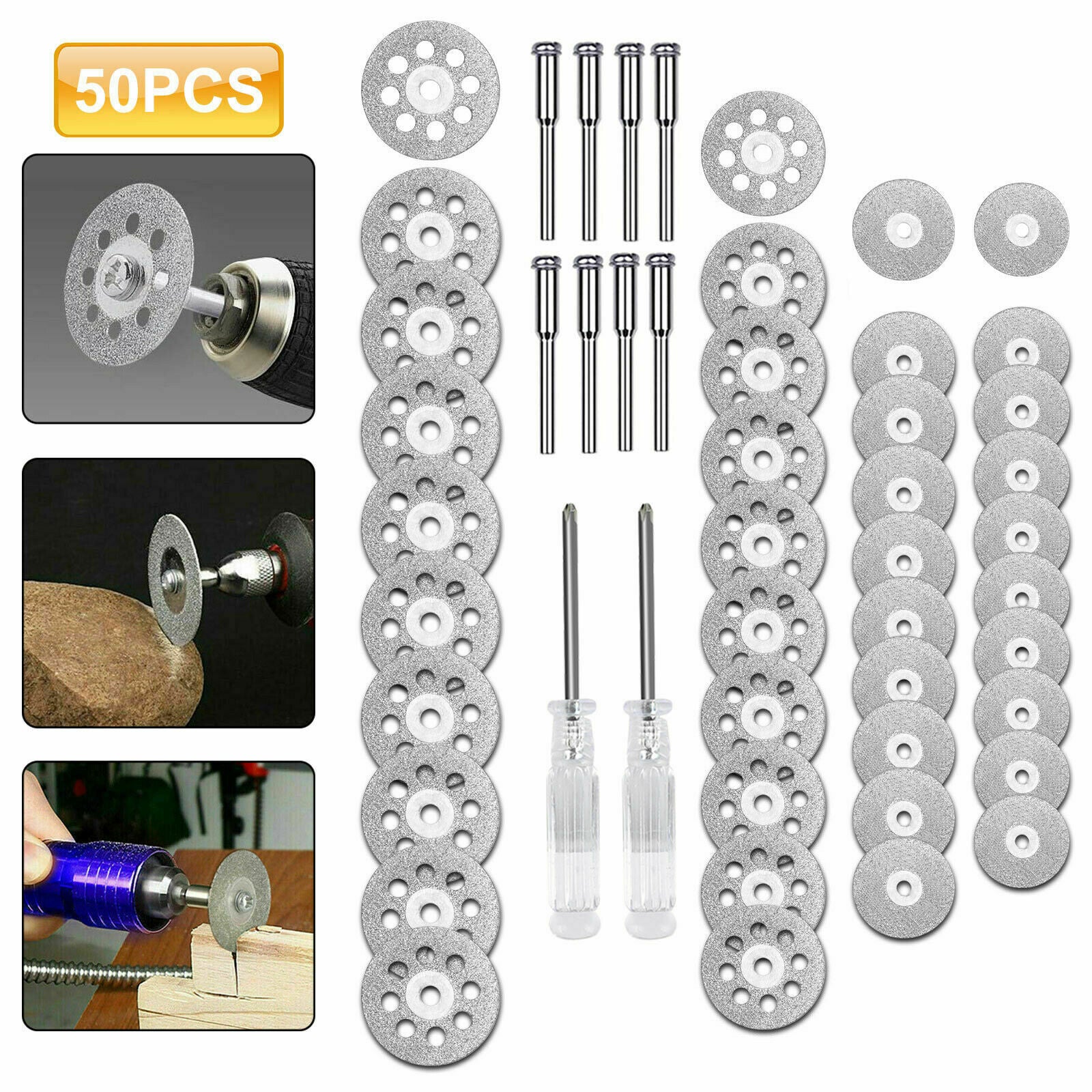 50Pc Cutting Wheel Set Mini Drill for Dremel Rotary Tool Accessories w/ Mandrel