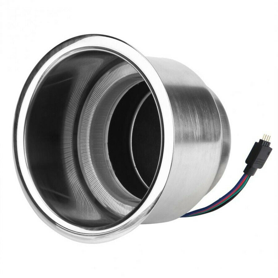RGB 14LED Stainless Steel Cup Drink Holder + Remote Car Drain Marine Boat Truck