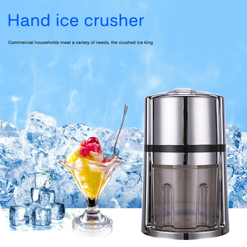 Portable Hand Crank Manual Ice Crusher Round Household Shaver Snow Cone Maker