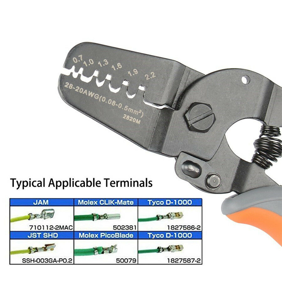 Mini Micro Open Barrel Crimping Tools Works on For AWG28-20 JAM, Molex, Tyco,