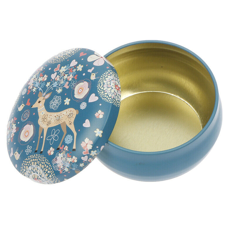 Creative Small Round Tinplate Box Retro Deer Pattern Jewelry Tin Can Cand.l8