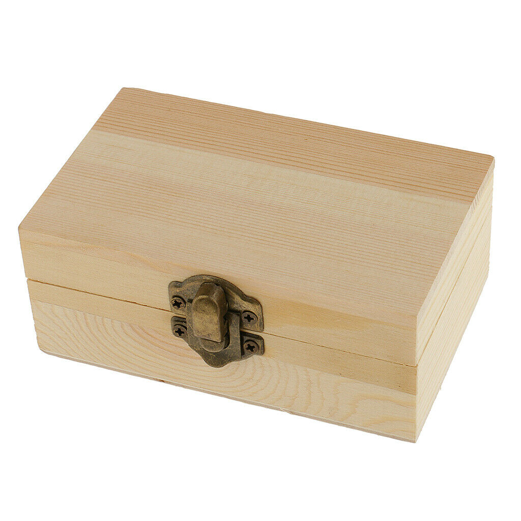 Rectangle Natural Unfinished Wood Storage Box Case for Kids Toys DIY Craft