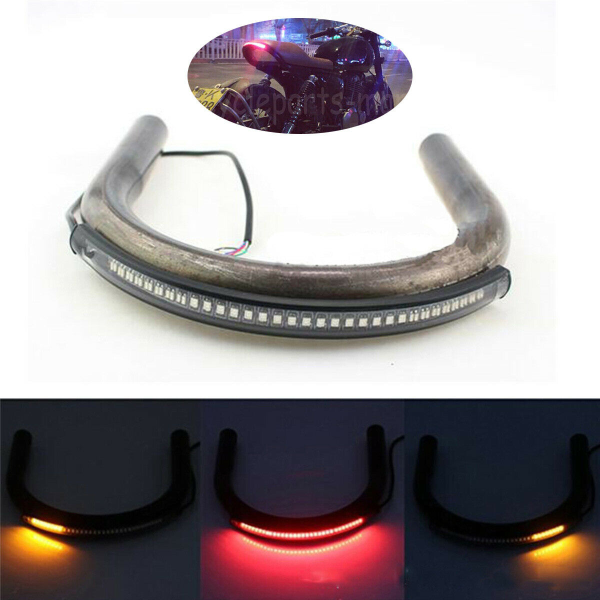 Motorcycle LED Tail Rear Light Rear Armrest Brake Turn Signal Lamp Amber & Red
