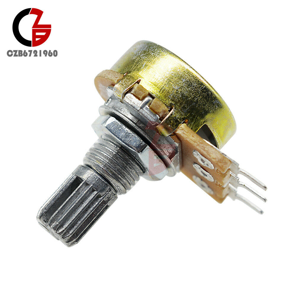 10PCS B100K OHM Linear Taper Rotary Potentiometer WH148 15MM Shaft 3 Pins