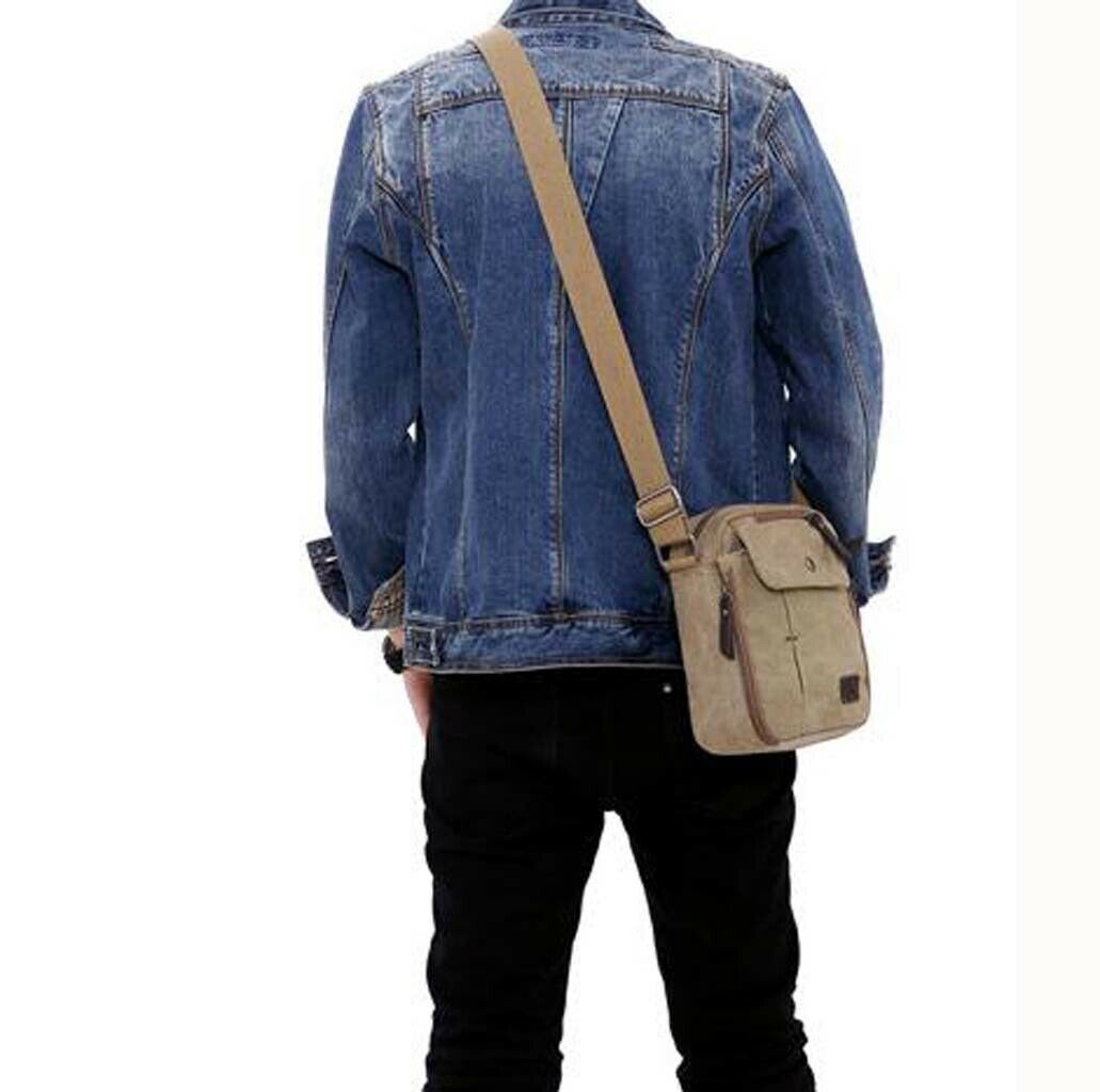 Unisex Fashion Retro Canvas Bag Shoulder Travel Bag Coffee Color