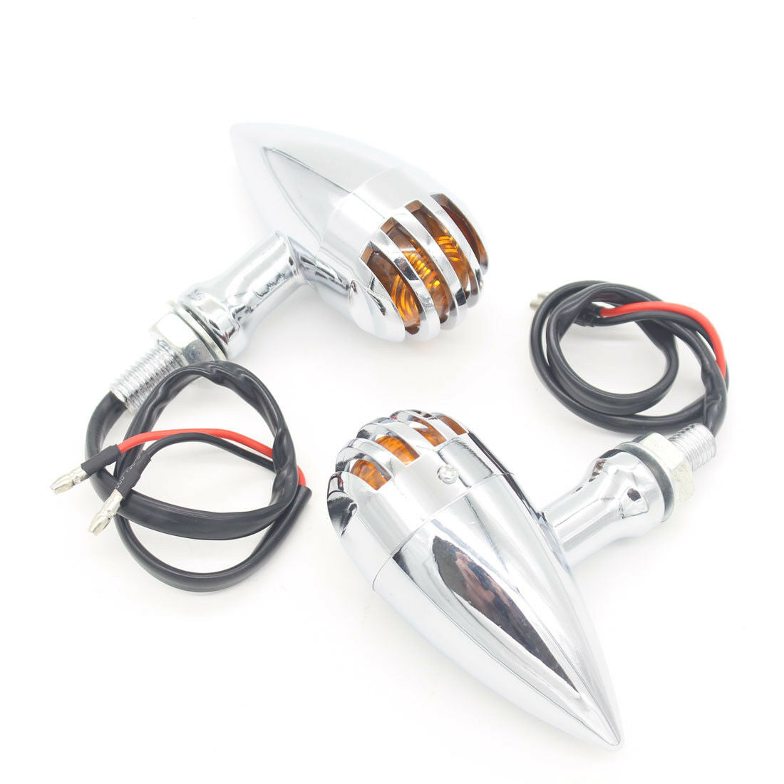 2x Chrome Bullet Type Motorcycle Turn Signals Tail Brake Light Old School Bobber