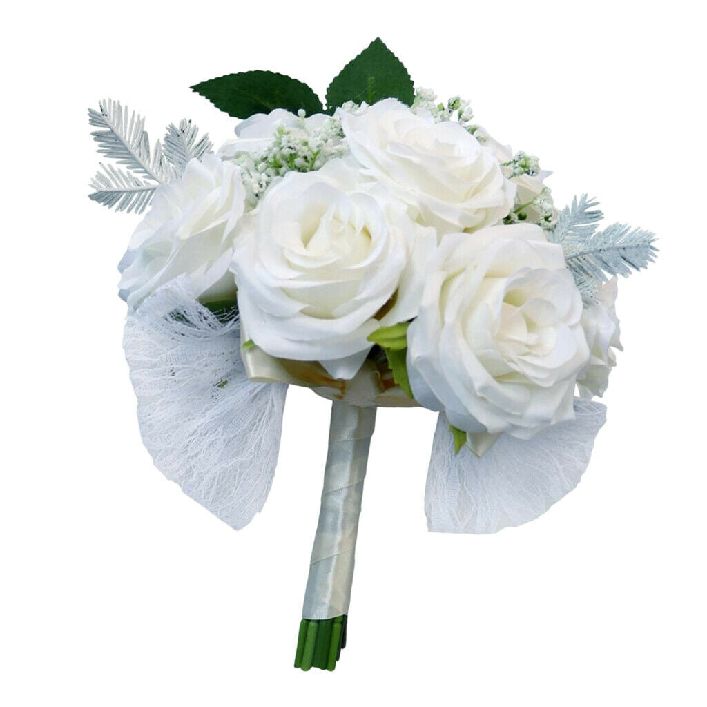 Rustic Half Ball Wedding Bridal Artificial Flower Bouquet White