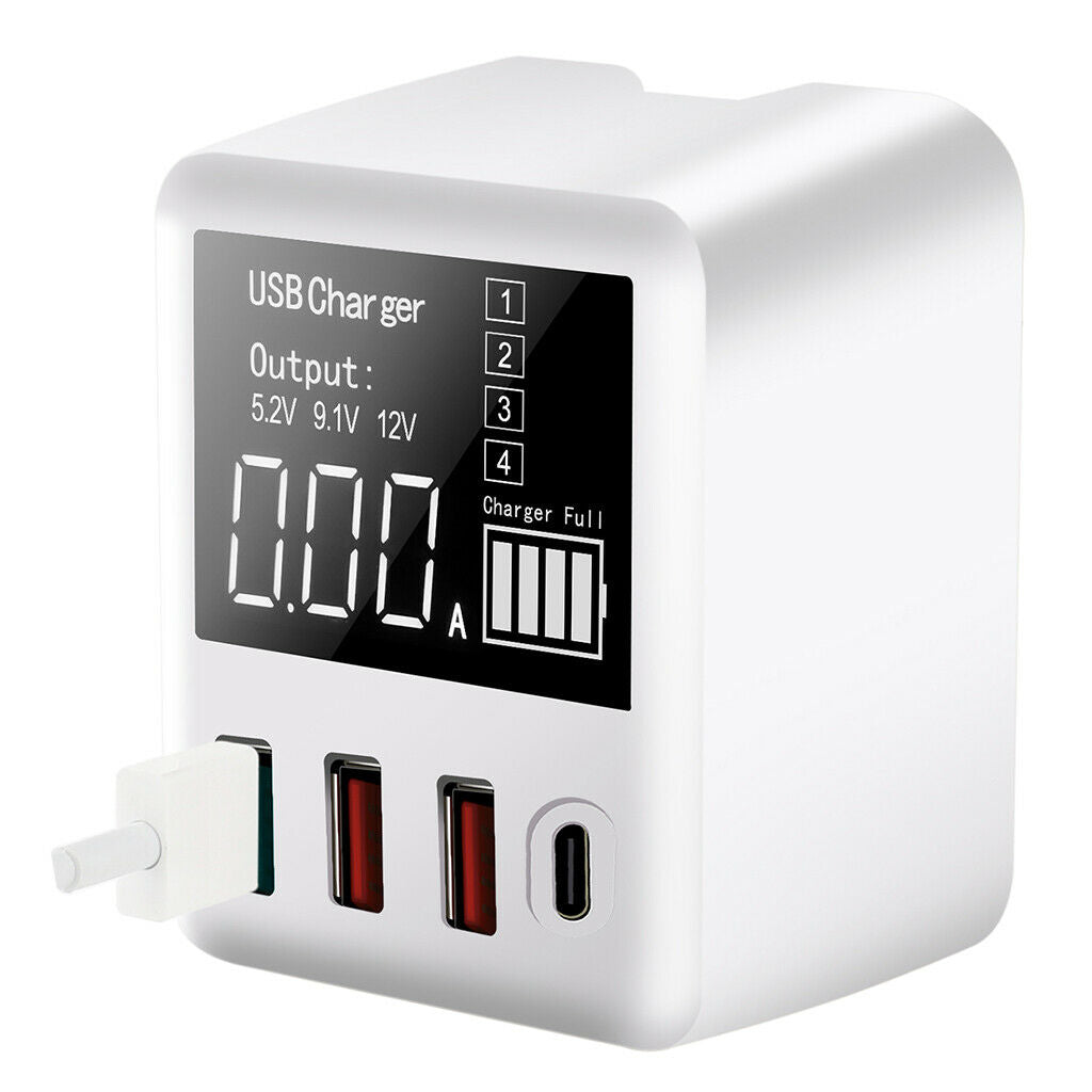 4 Multi-Port USB Wall Travel Charger QC 3.0 Quick Charging Station LED Display
