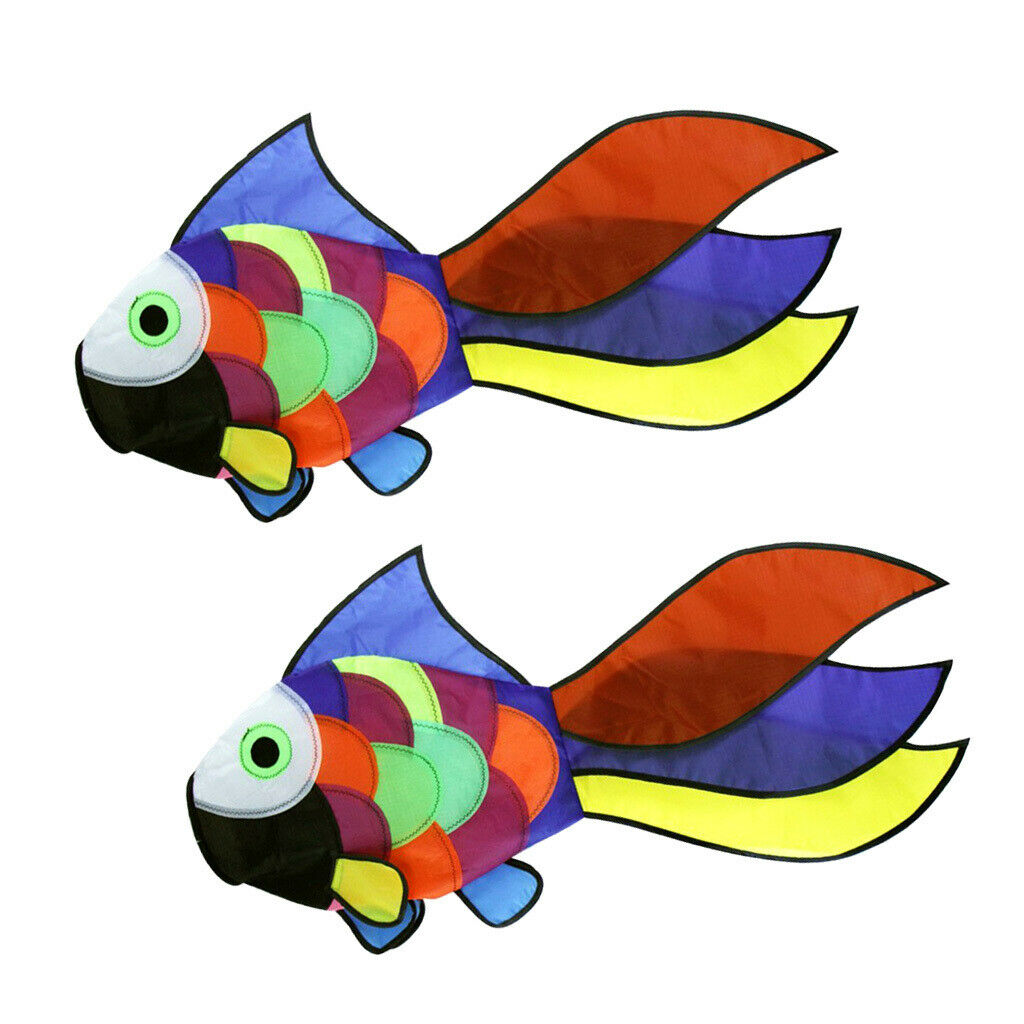 2pcs Rainbow Fish Kite Windsock Outdoor Garden Decor Children Line