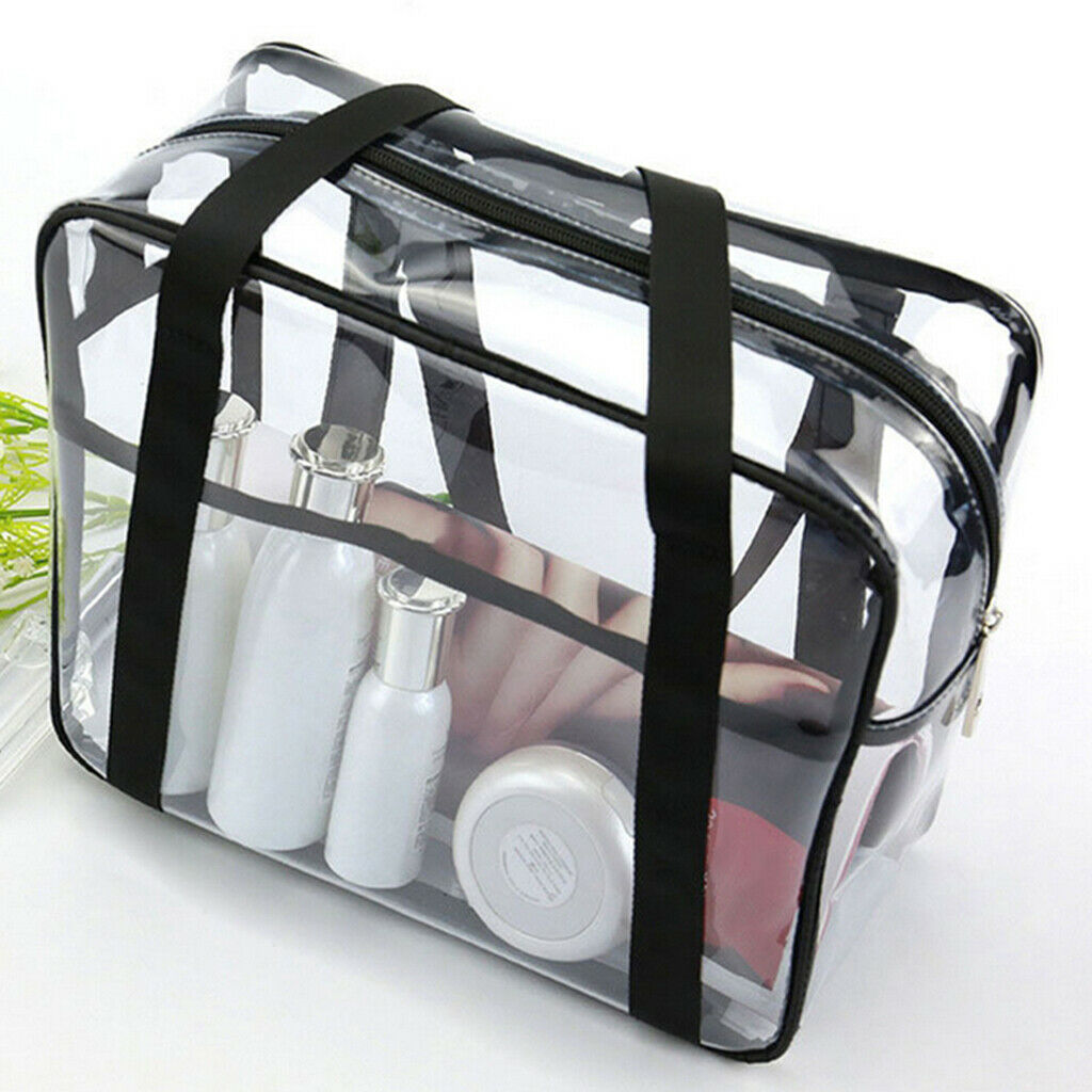 Unsiex Waterproof PVC Clear Transparent Tote Bag Beach Makeup Bathing Wash Bag