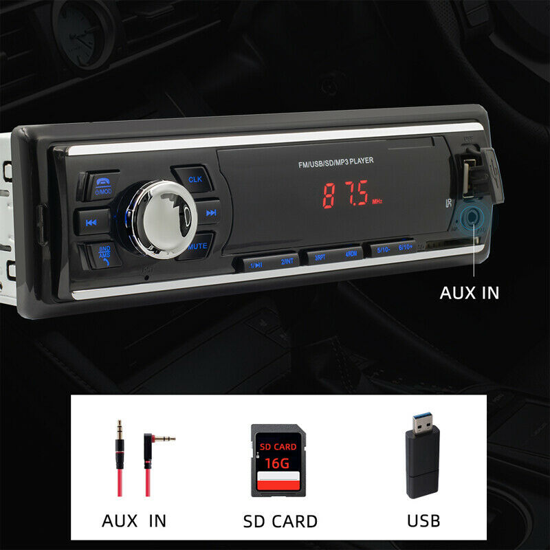 12V 1 Din Universal Car Bluetooth MP3 Player Supports TF Card U Disk FM Radio