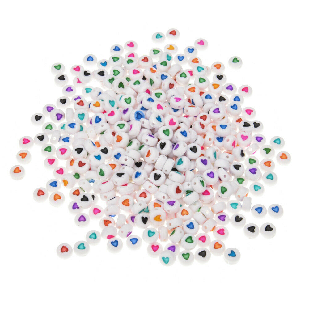 Lot of 200 Bulk Acrylic Heart Craft Beads Bracelet Pendant Making Spacers 7x4mm