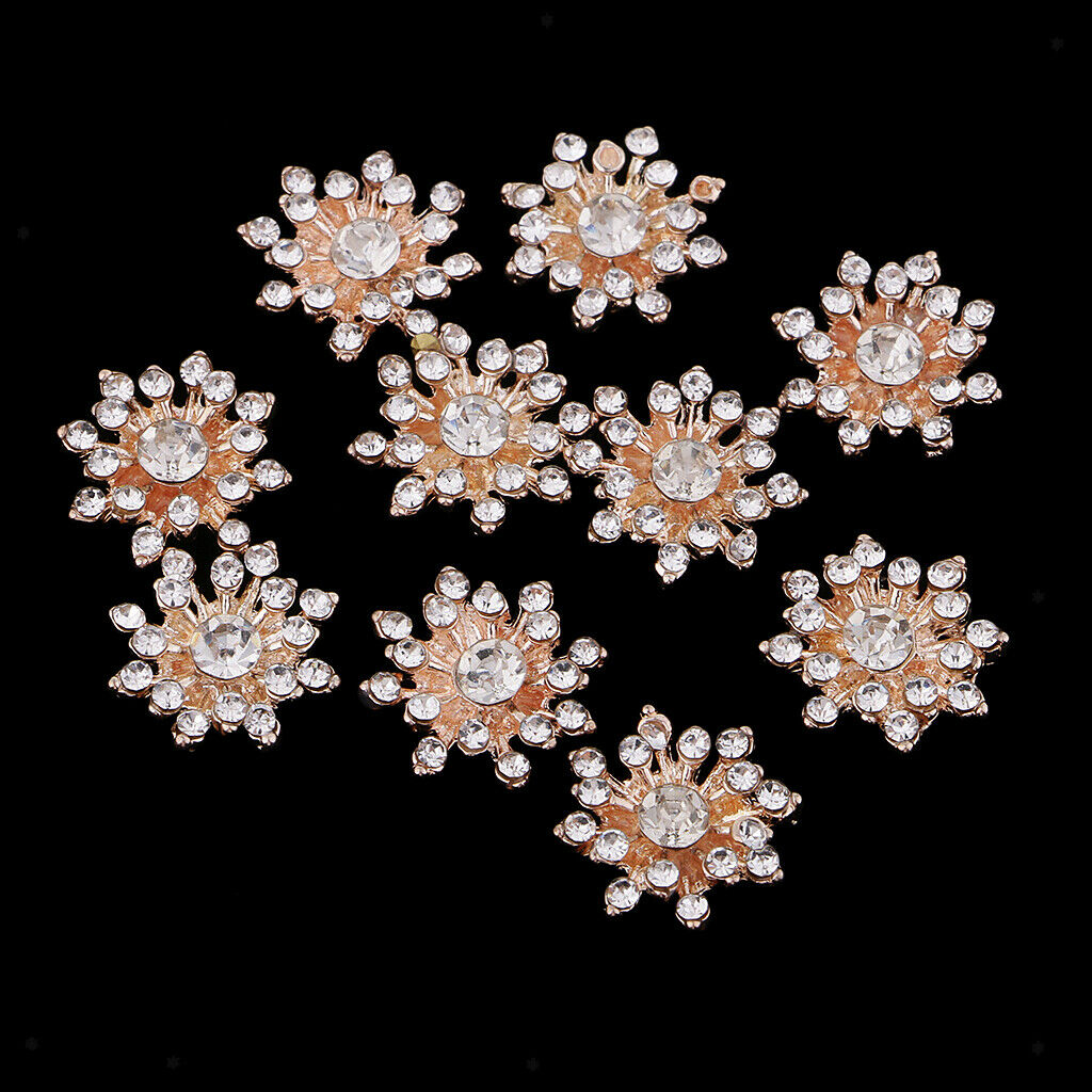 Prettyia 10pcs Crystal Rhinestone Flatback Buttons Embellishment Sewing Crafts