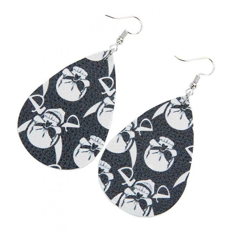 Halloween PU Leather Water Drop Teardrop Dangle Drop Earrings Jewelry I