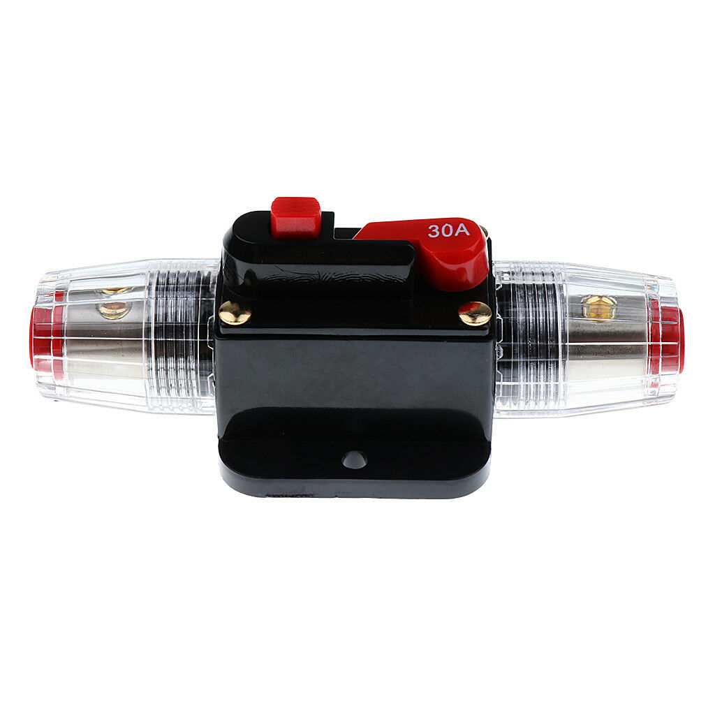 Car Boat Audio Circuit Breaker with Inline Manual Reset Fuse Holder 30A AMP