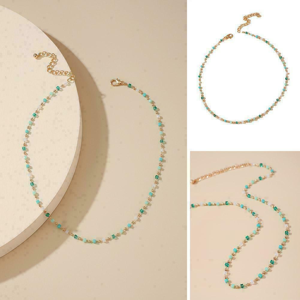 Boho Colorful Bead Chain Choker Necklace Women Charm Party Gift Handmade S8D6