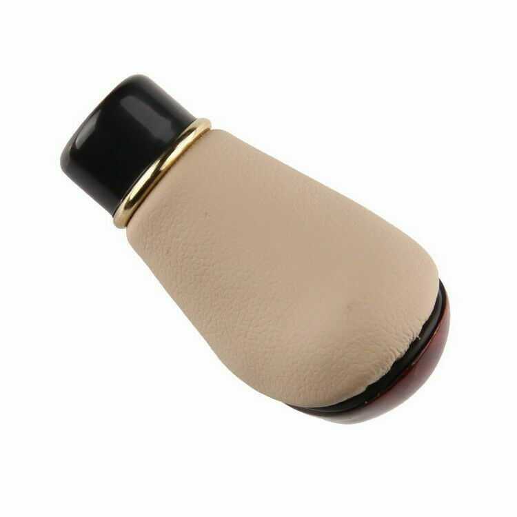Manual 5 Speed Auto Car Gear Stick Knob Shift Shifter Lever Beige Leather Screw