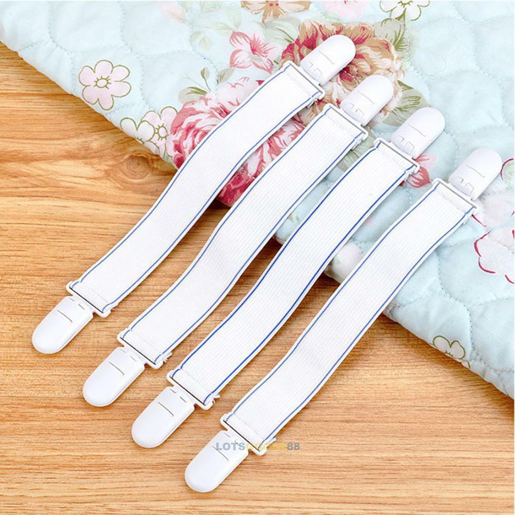 4PCS Elastic Bed Sheet Mattress Holder Fastener Grippers Clips Suspender Straps