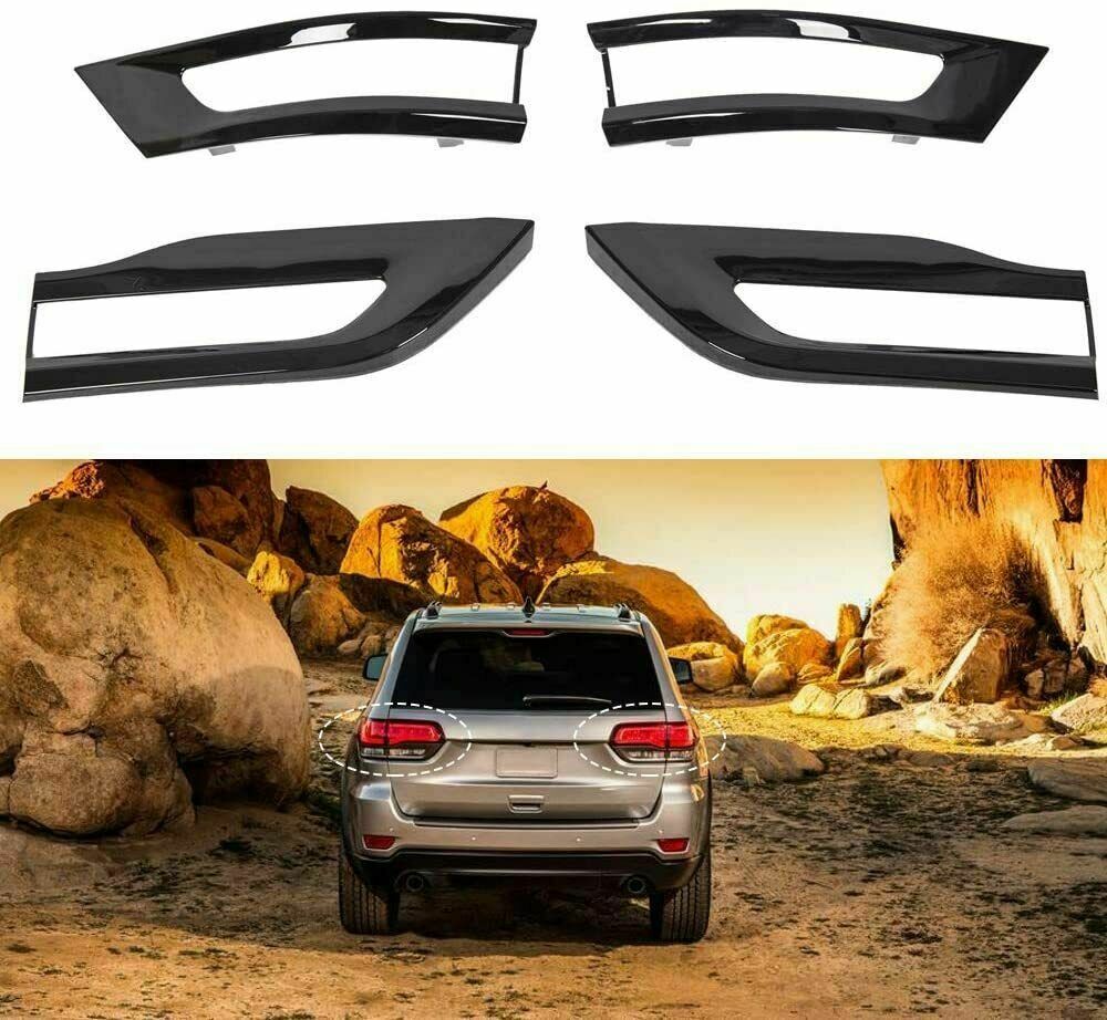 For 2014-2021 Jeep Grand Cherokee Gloss Black Tail Light Lamp Cover Trim Bezel